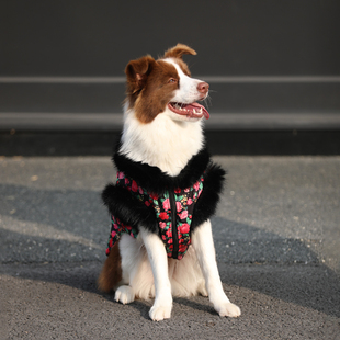 狗狗衣服大型犬冬季保暖宠物花棉衣马甲可爱金毛拉布拉多边牧冬装