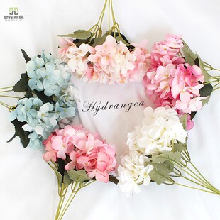 小清新客厅室内摆设5头绣球把花束假花摆件餐桌花艺仿真花摆设