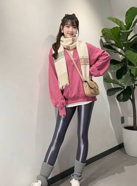 夏季大码油亮丝滑紧身九分裤