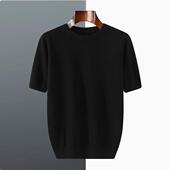 上衣安迪绒半袖 韩版 秋冬针织短袖 羊毛厚款 男t恤衫 毛衣宽松五分袖