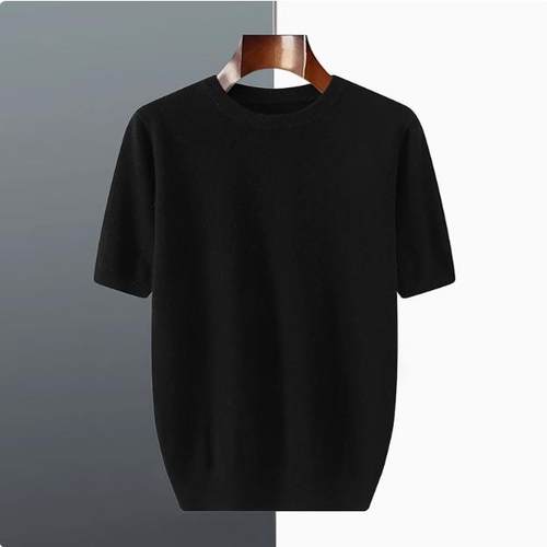 韩版男t恤衫毛衣宽松五分袖秋冬针织短袖羊毛厚款上衣安迪绒半袖