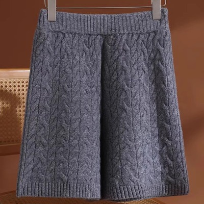 秋冬100纯羊毛高腰加厚短裤女显瘦百搭休闲宽松五分裤外穿靴裤