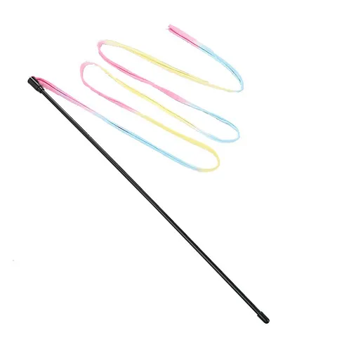 逗猫棒现货款式玩具飘带猫咪逗猫杆工厂布条彩虹宠物跨境