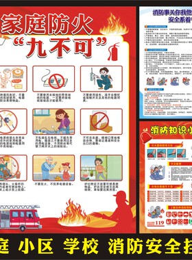 消防知识墙贴画海报可定制