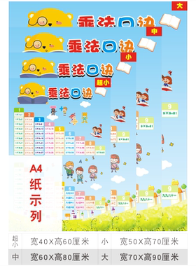 九九墙贴纸汉语乘法口诀表