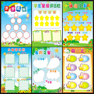 小组评比栏每月周之星积分表小学教室班级布置装 饰文化墙贴画定制
