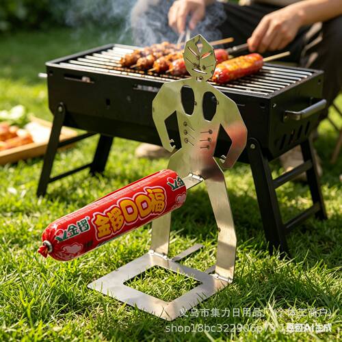 跨境专供 Outdoor BBQ Rack 野外野餐加厚不锈钢香肠烧烤架子