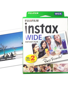 富士拍立得宽幅5寸相纸instax200/wide300一次成像宽幅白边相纸