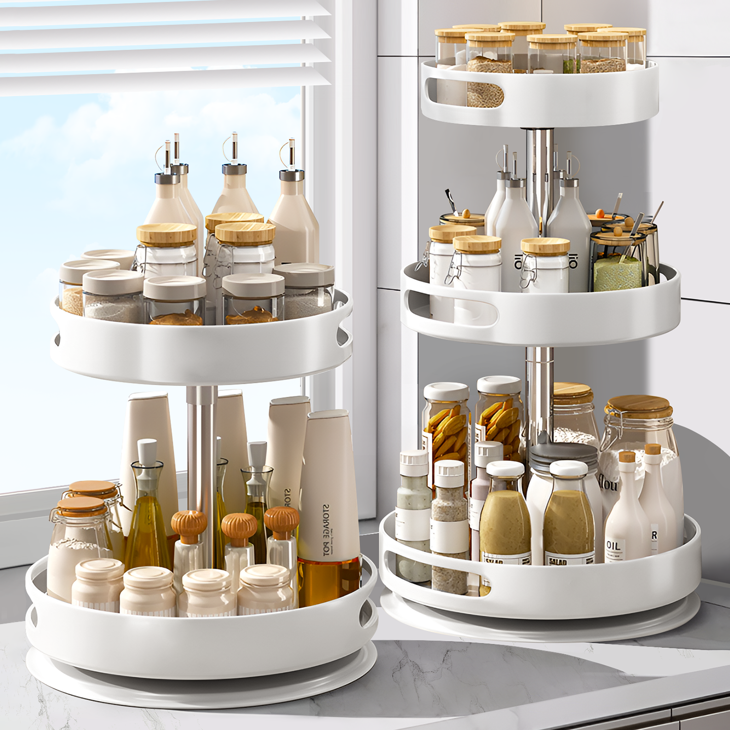厨房旋转调料置物架台面收纳架子