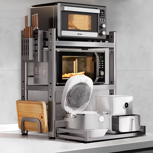 抽拉厨房微波炉置物架电饭煲收纳