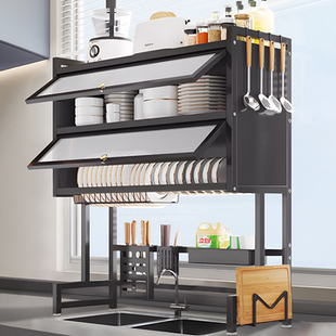 厨房置物架水槽上方碗碟沥水架多层碗柜台面多功能餐具收纳架柜子