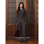 芝美日禾 西装 现货 裤 都市通勤高智灰天丝羊毛立体收褶直筒阔腿裤