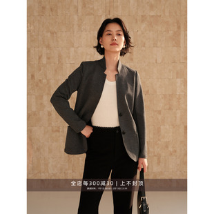 芝美日禾 新季格调 日本弹力针织通勤OL商务职业设计感立领西装