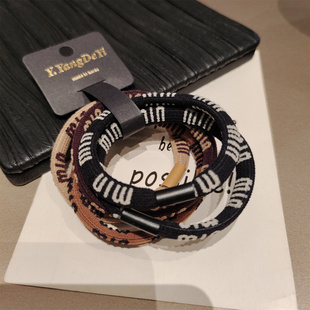 设计感小众百搭款 复古字母印花弹力发圈女时尚 五根装 发绳头饰 包邮