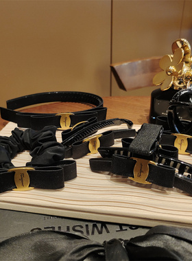 韩国进口F家大牌复古气质发夹发绳扎马尾皮筋抓夹压发箍头饰发饰