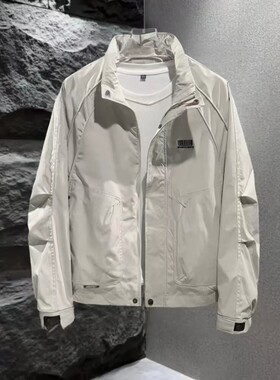 男士外套春秋季新款痞帅百搭立领工装行政夹克秋装上衣休闲风衣男