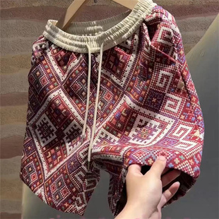 男潮牌提花休闲夏季 短裤 五分裤 宽松百搭男士 民族风时尚 沙滩裤 新款