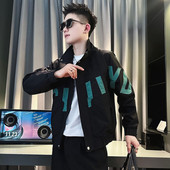 上衣服2023新款 潮流男装 潮牌百搭撞色立领夹克 痞帅外套秋冬季 男士