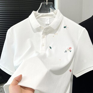 新款 潮流休闲短袖 男士 时尚 男刺绣设计翻领t恤潮牌上衣 polo衫 夏季