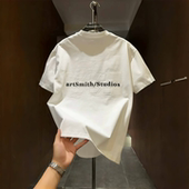 新款 短袖 男士 夏季 潮牌立体钢印字母百搭t恤ins凉感休闲半袖 上衣男