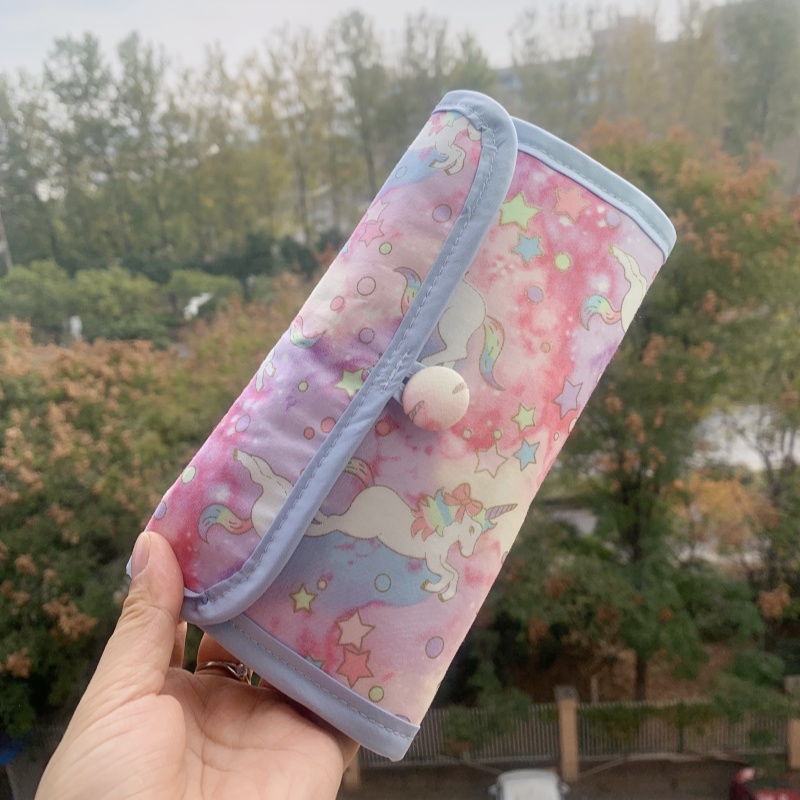 梦幻独角兽星空钩针收纳包少女心粉紫系折叠收纳包编织工具整理包
