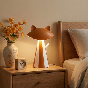 可爱猫耳朵台灯桌面摆件橙白色创意装 饰灯具学院风