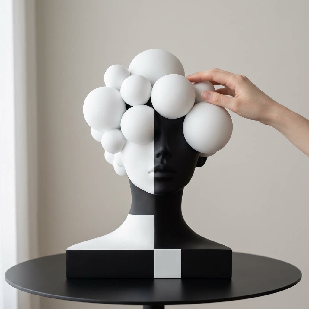创意黑白几何人头像装饰摆件树脂工艺品现代简约家居客厅装饰