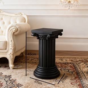 欧式古典爱奥尼亚柱立柱装饰摆件客厅书房黑色石材工艺品