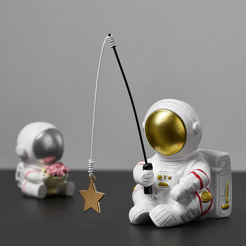 宇航员钓星星摆件北欧ins风玄关客厅桌面办公家居小礼物装饰品男