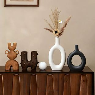 北欧风陶瓷花瓶桌面摆件简约几何造型装 饰品家居艺术品