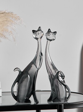 波斯猫抽象摆件高级感轻奢