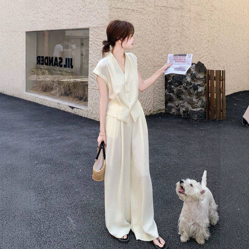 夏装穿搭一整套减龄女夏季2026新款法式名媛马甲阔腿裤套装两件套