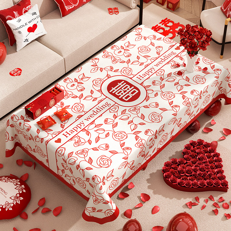 PVC防水餐桌布结婚订婚喜庆