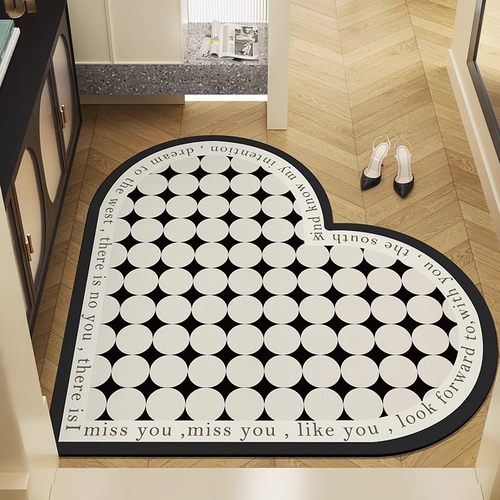 2024新款爱心入户门垫法式防水免洗皮革玄关门口地毯家用脚垫心形
