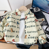 薄款 春秋装 外套儿童棉布衬衣洋气小男孩卡通恐龙上衣 衬衫 男童长袖