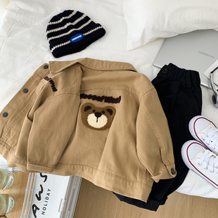 男童卡通小熊外套春秋装 洋气儿童纯棉夹克小童休闲百搭上衣潮 韩版