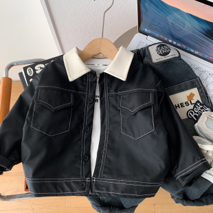 帅气男孩休闲上衣 柔软皮衣夹克开衫 男童PU外套2026春秋装 儿童韩版