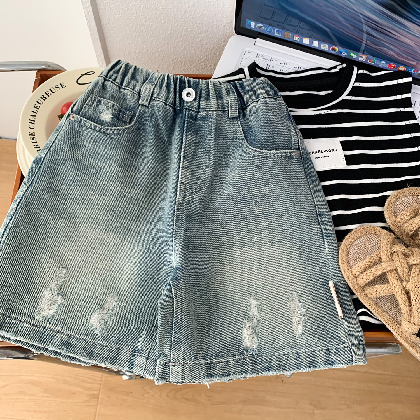 儿童破洞牛仔短裤2025新款男童时尚五分裤帅气小男孩夏季百搭中裤