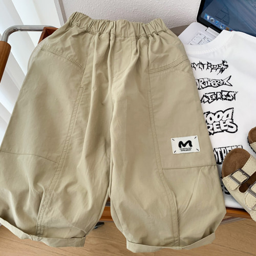 男孩夏装薄款九分裤纯棉休闲裤子