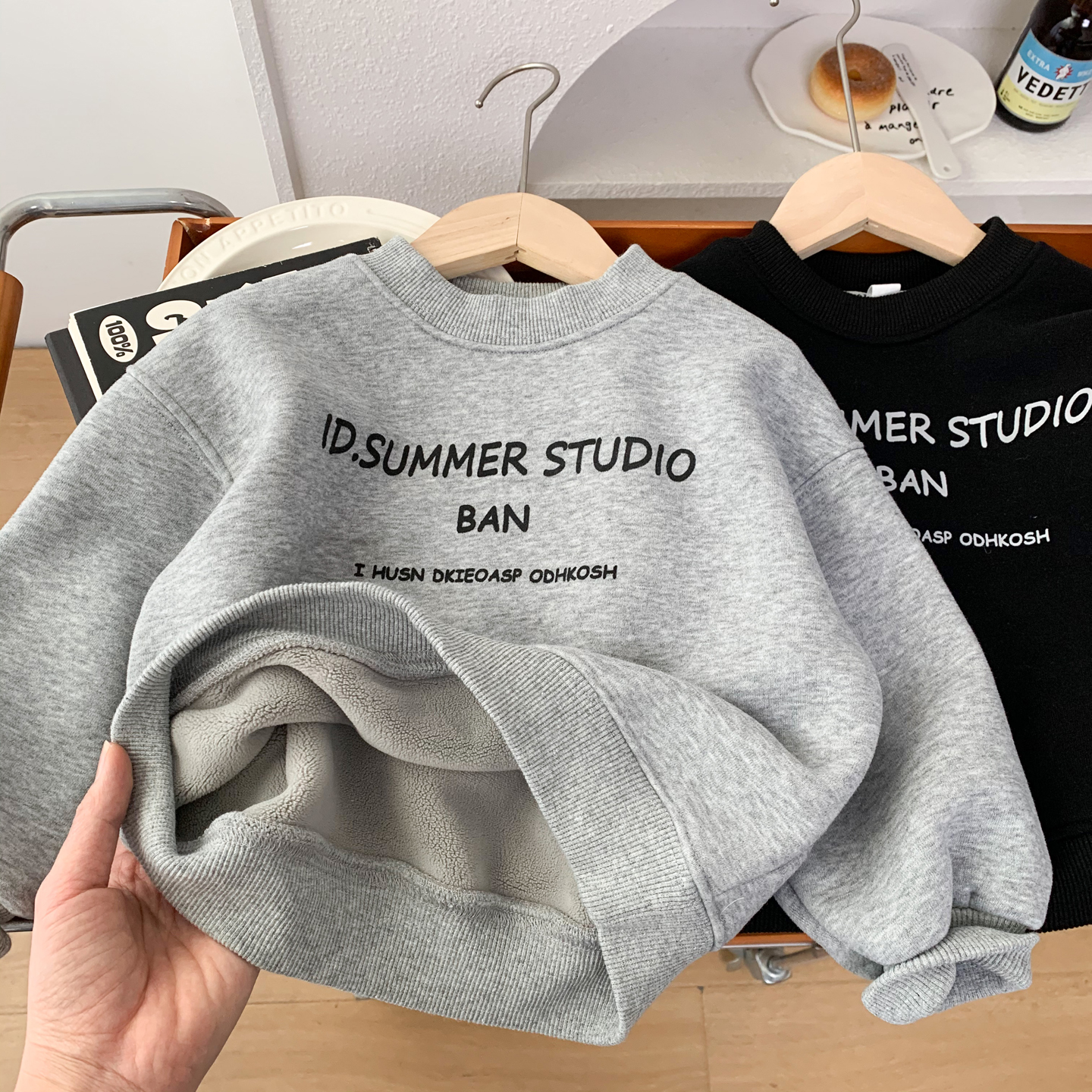 男童加绒卫衣2025秋冬儿童时尚字母休闲上衣中小童一体绒套头衫潮