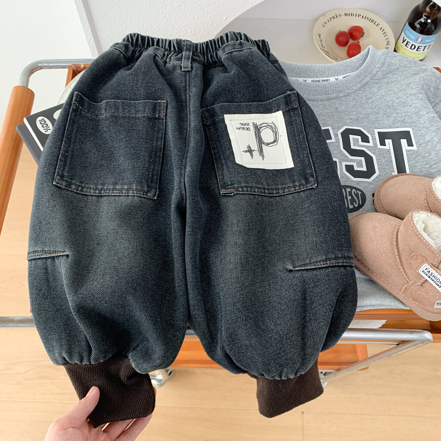 男童一体绒牛仔束脚裤2025冬季儿童韩版酷帅休闲裤小童宽松灯笼裤,童装/婴儿装/亲子装,裤子,淘宝优惠券,粉丝福利购,淘宝优惠卷