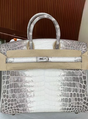 进口原厂尼罗鳄鱼皮BK铂金25女士手提包喜马拉雅白女包纯手工内缝