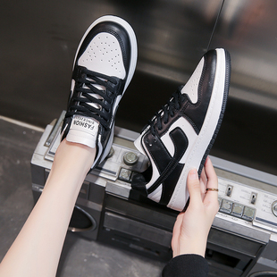 aj女鞋厚底春秋季新款ins潮老爹鞋女显脚小运动休闲黑白熊猫鞋子