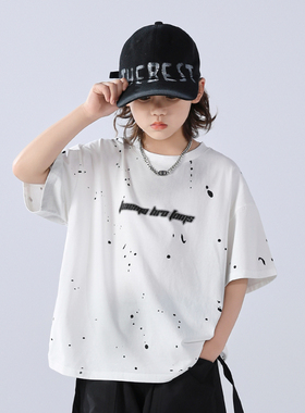 男童短袖白色T恤夏装2025新款儿童装夏季半袖潮t男孩夏款纯棉上衣