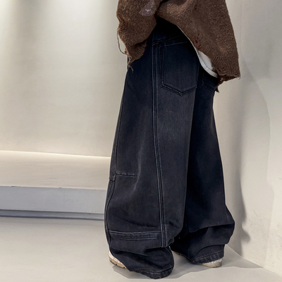 男童加绒牛仔裤秋冬款2025新款儿童冬季一体绒加厚裤子大男孩冬装