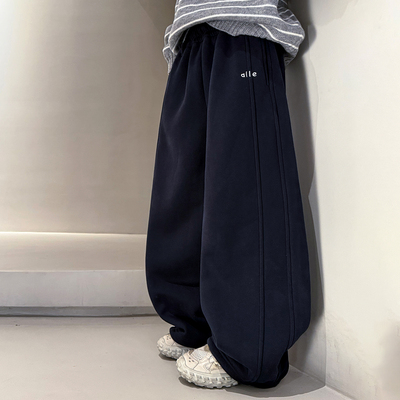 男童加绒裤子秋冬款2025新款儿童冬季一体运动直筒卫裤大男孩冬装