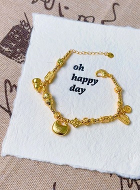 黄金色小胖福葫芦盘缠手链新款百搭编织绳手串新中式国潮风手饰