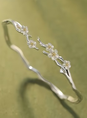 莫离手镯茉莉花开口手环女新中式设计精美文艺轻奢百搭高级感