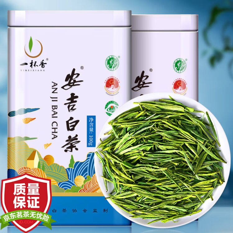 一杯香茶叶2025新茶明前绿茶安吉白茶春茶礼盒装散装2罐共200g