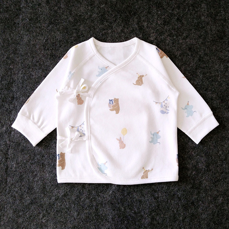 新生婴儿衣服春秋季纯棉无骨a类全背上衣初生宝宝52码产房和尚服